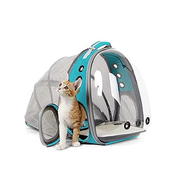 Back Expandable Cat Backpack Carrier, Fit up to 12 lbs, Space Capsule Bubbl sAi