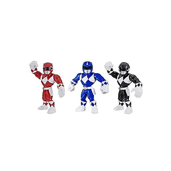 Playskool Heroes Mega Mighties Power Rangers 3-Pack -- Red Ranger, Blue Ranger, and Black Ranger 10-inch Action Figures, Kids Ages 3 and Up sAi