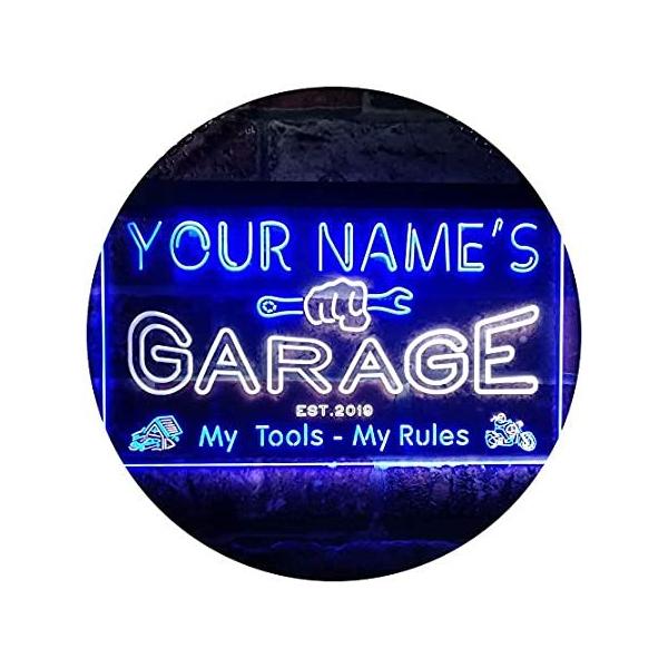 Personalized Your Name Est Year Theme Garage Man Cave Deco Dual Color �k�d�c�Ŕ�