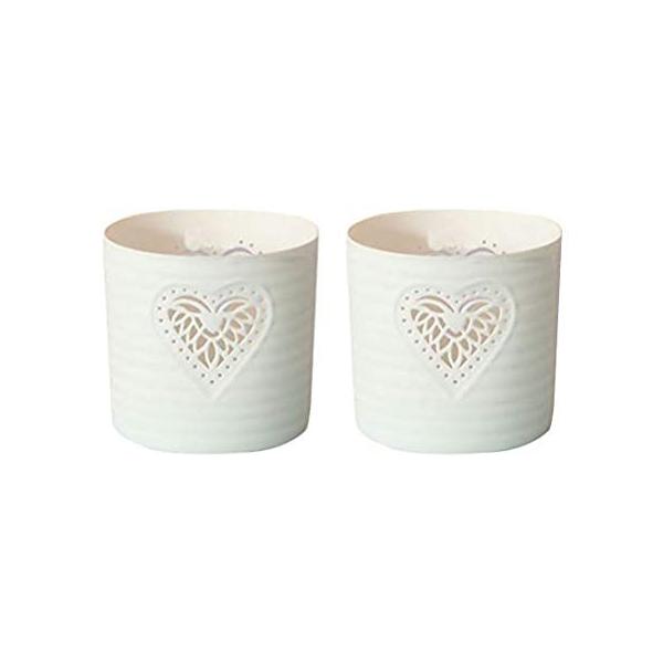 Uonlytech 2pcs Christmas Tealight Candle Holder Romantic Heart Ceramics Cut