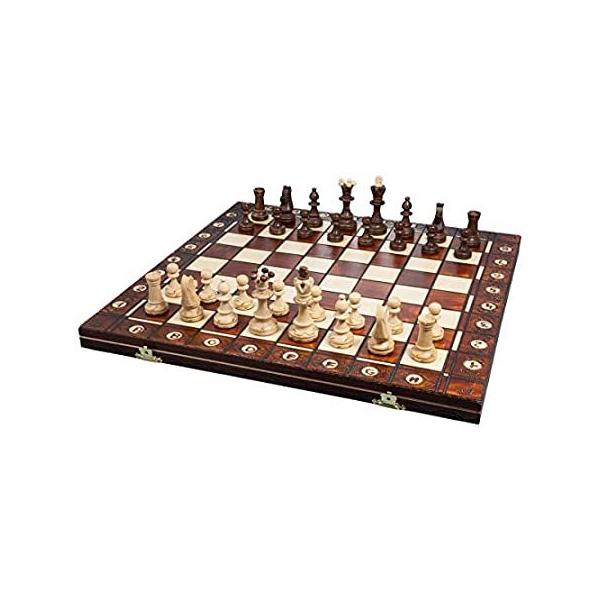 Handmade European Wooden Chess Set with 16 Inch Board and Hand Carved Chess ���s�A���i
