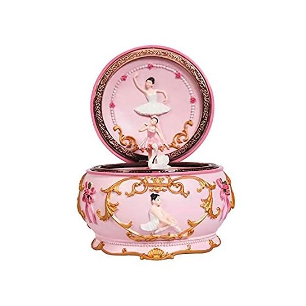 Singeek Ballerina Girl Mechanism Rotate Music Box with Colorful Lights and