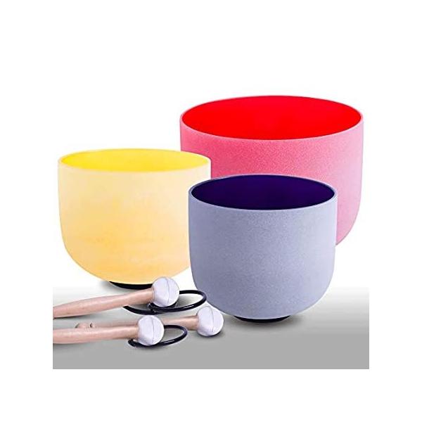 ENERGYSOUND Frosted 12" C, 10" E 7" A Colored Quartz Crystal Singing Bowl m