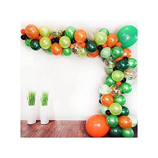 Luvier Green And Orange Latex Balloon Garland Arch Kit For Jungle/Dinosaur  sAi