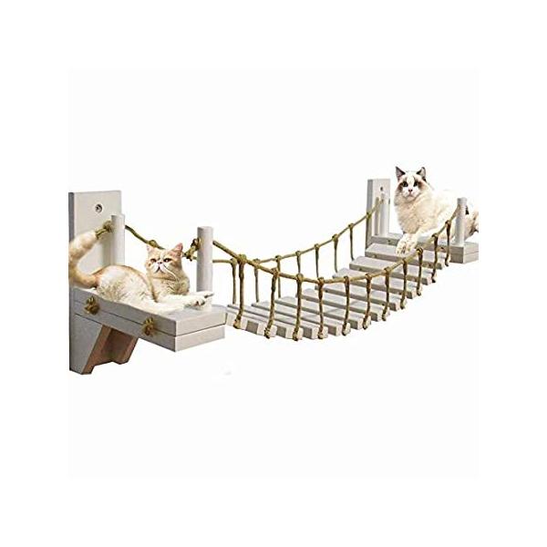 MOCOHANA Wooden Wall-Mounted Cat Bridge with 2 Fixed Brackets Cat Perch Mod
