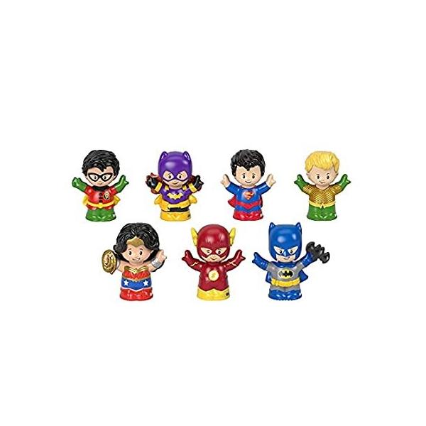 Fisher-Price Little People DC Super Friends Figure Pack, Set of 7 super hero character figures for toddlers and preschool kids ages 18 mont sAi