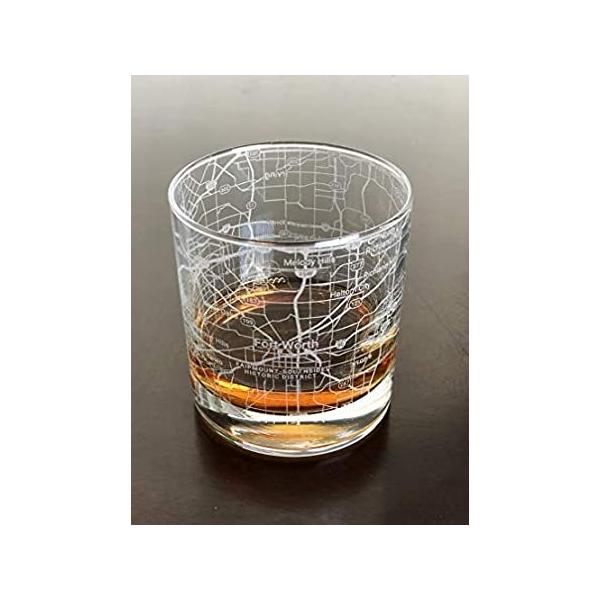 Rocks Whiskey Old Fashioned 11oz Glass Urban City Map Fort Worth Texas