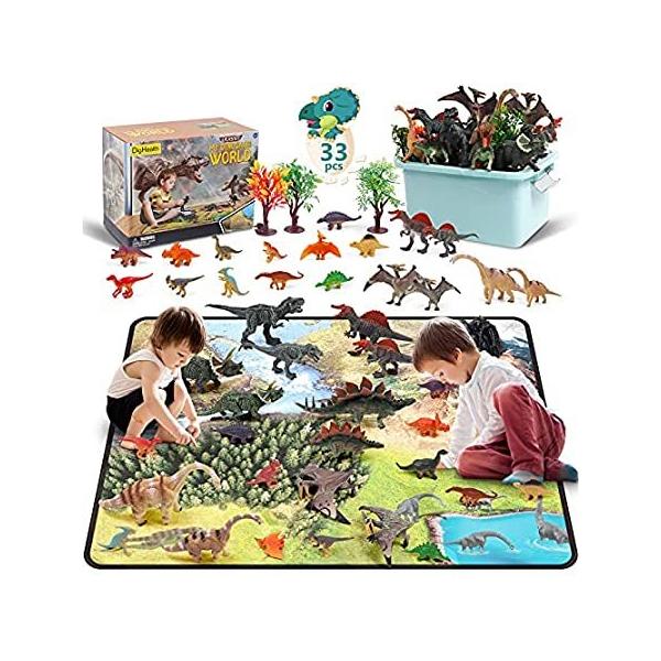 DigHealth 33 Pcs Dinosaur Toy Playset with Activity Play Mat, Realistic Din ���s�A���i
