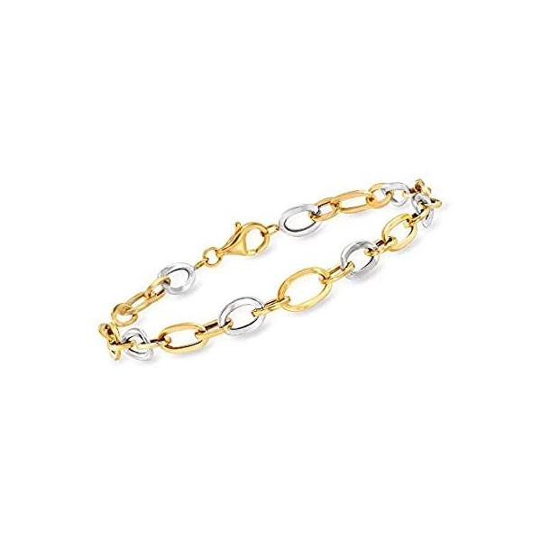 Ross-Simons 14kt 2-Tone Oval-Link Bracelet. 7 inches ���s�A���i