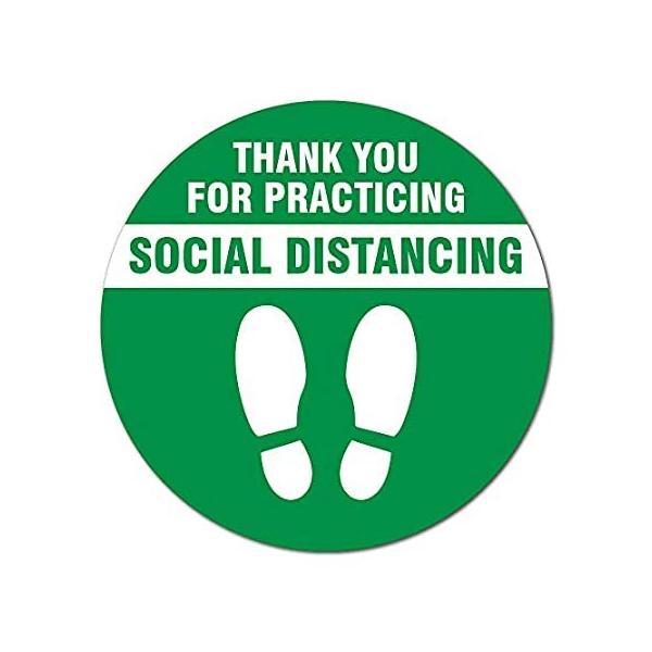 SIgnMission Coronavirus Thank You for Social Distance Green Non-Slip Floor  ���s�A���i