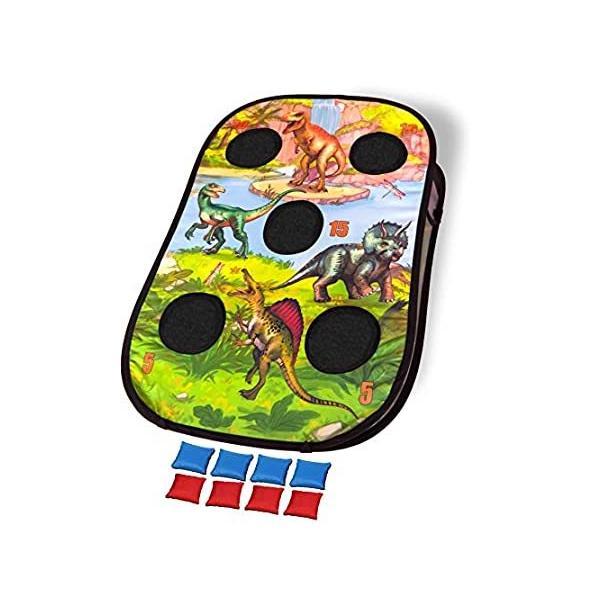 Dinosaur Bean Bag Toss Set | One Double Sided 3' x 2' Foldable Target with  sAi