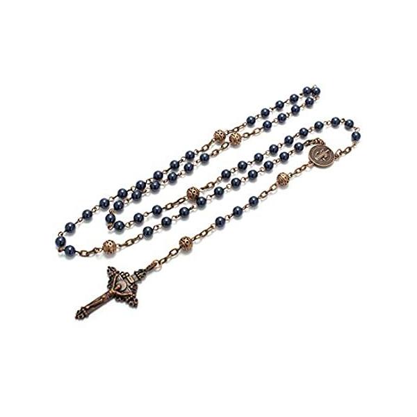 Catholic Rosary Beads, 5 Decade Rosary Necklace, Antique Copper Rosary with