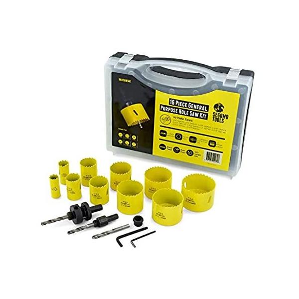 Segomo Tools 14 Piece General Purpose Bi-Metal Hole Saw Kit (3/4 Inch to 2