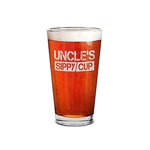 Shop4Ever Uncle's Sippy Cup Laser Engraved Beer Pint Glass New Uncle To Be