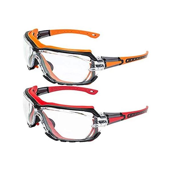 2 Pairs of Global Vision Octane Padded Safety Glasses Orange and Red Gasket