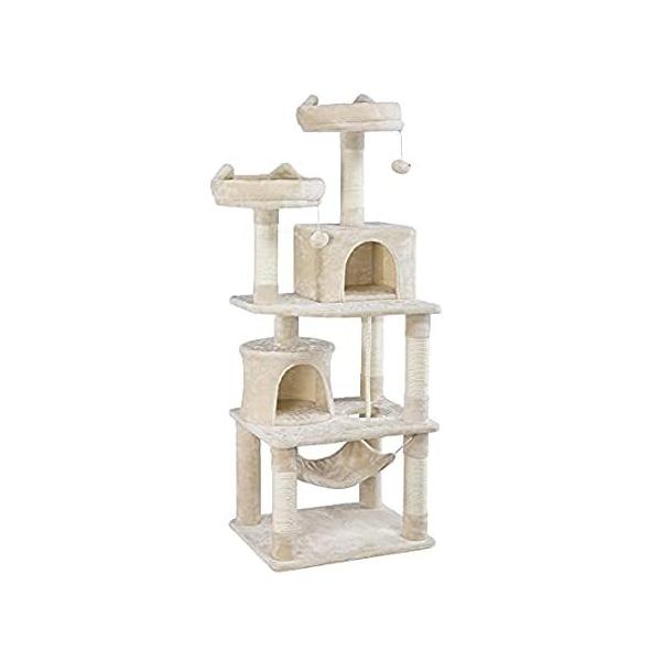 Yaheetech 62.2 inches Cat Tree Cat Towers Cat Condo with Platform &amp; Hammock