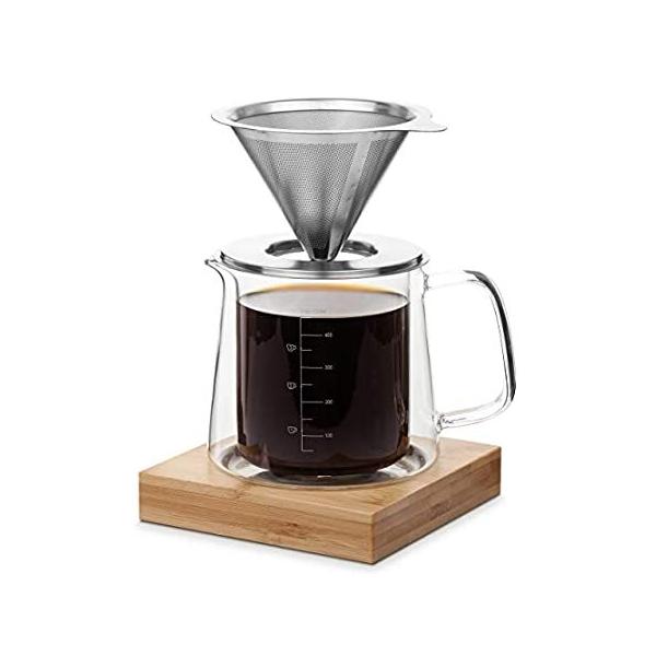 BTaT- Pour Over Coffee Maker Set, Double Wall Glass, 16 oz, Drip Coffee Mak