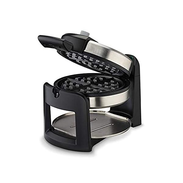 Cuisinart WAF-F30 Round Flip Belgian Waffle Maker, Black/Silver, 1 inch thi