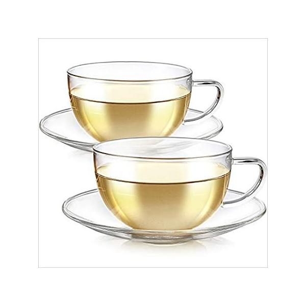 Teabloom Kyoto Teacup and Saucer Set 2-Pack &amp;#x2013; Large Size &amp;#x2013; 12 OZ/ 350 ML Ca ���s�A���i