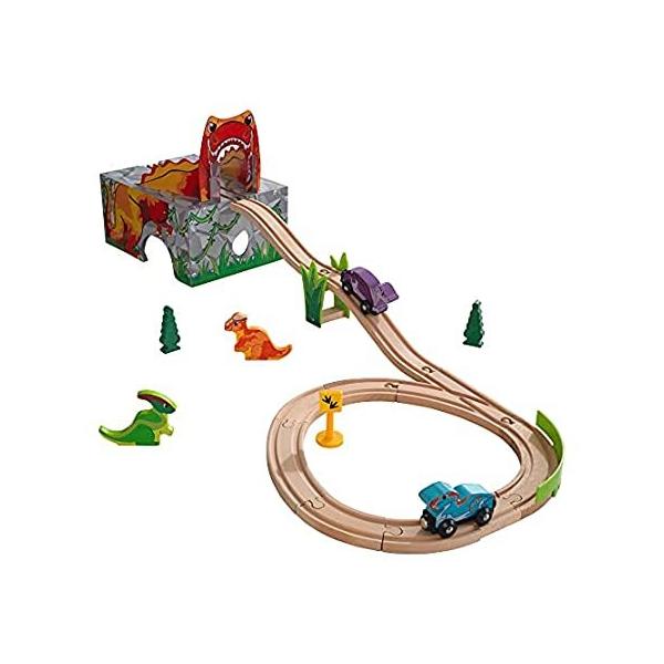 KidKraft Adventure Tracks&amp;#x2122;: Dino World T-Rex Tremor Cave 15-pc. Wooden Trai sAi