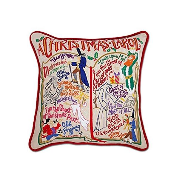 Catstudio Christmas Carol Embroidered Decorative Throw Pillow