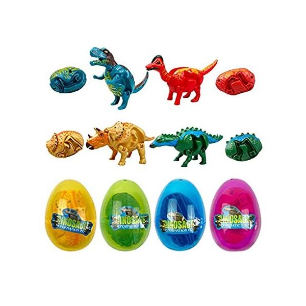 Jofan 4 Pack Jumbo Dinosaur Deformation Eggs Prefilled Plastic Easter Eggs  ���s�A���i