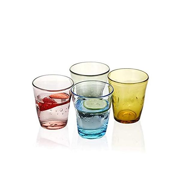 Everest Global Hand-blown Pinch Tumblers Multi-color Glasses set of 4 Color
