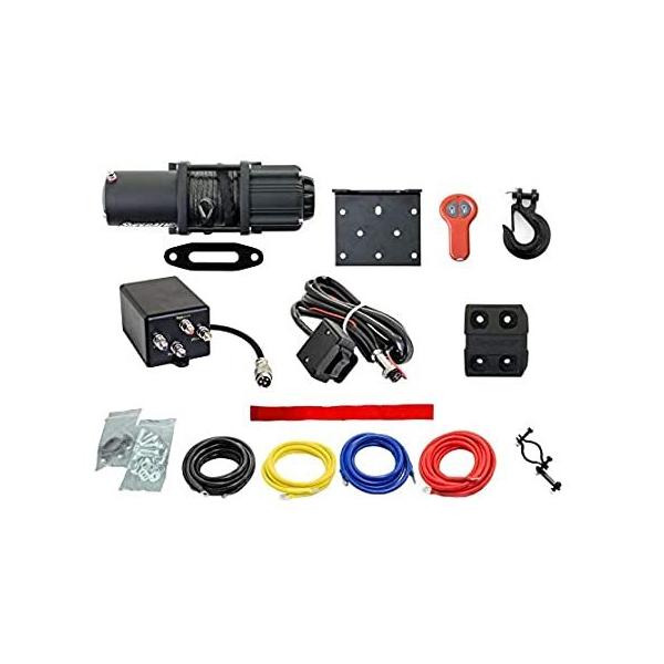 EB` SuperATV 3500 lb Black Ops Winch with Heavy Duty Winch Mounting Plate for 2