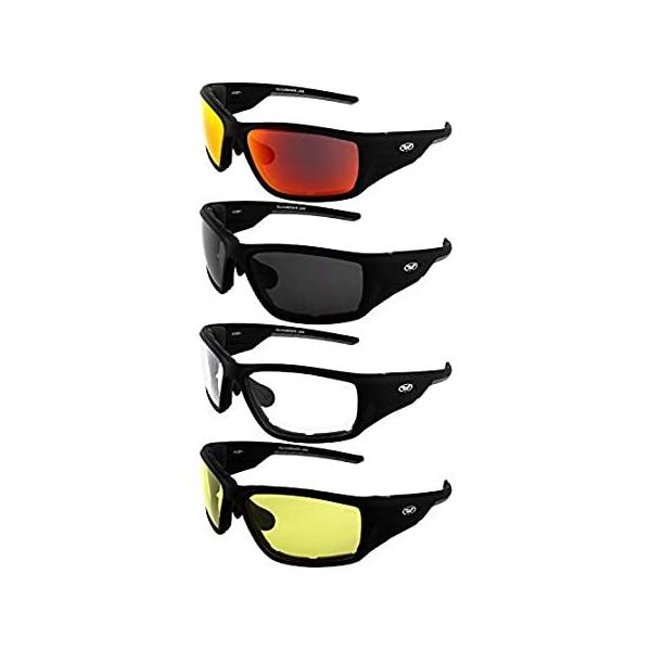 4 Pairs of Global Vision Kinetic Foam Padded Motorcycle Safety Sunglasses B