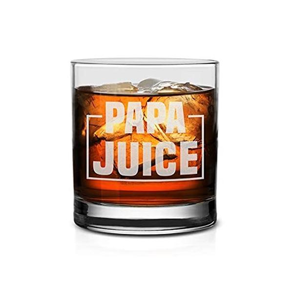 NeeNoNex Papa Juice Whiskey Glass - Funny Birthday Retirement Fathers Day G