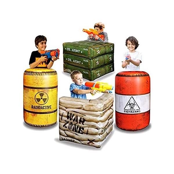 Pack of 4 Combat Battlefield Inflatables, Compatible with Nerf, Laser tag,  sAi