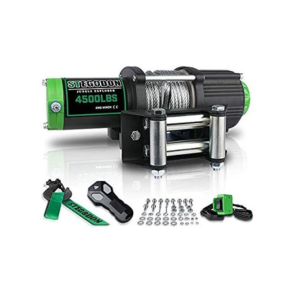 �E�B���` STEGODON New 4500 lb. Load Capacity Electric Winch,12V Steel Cable Winch wi