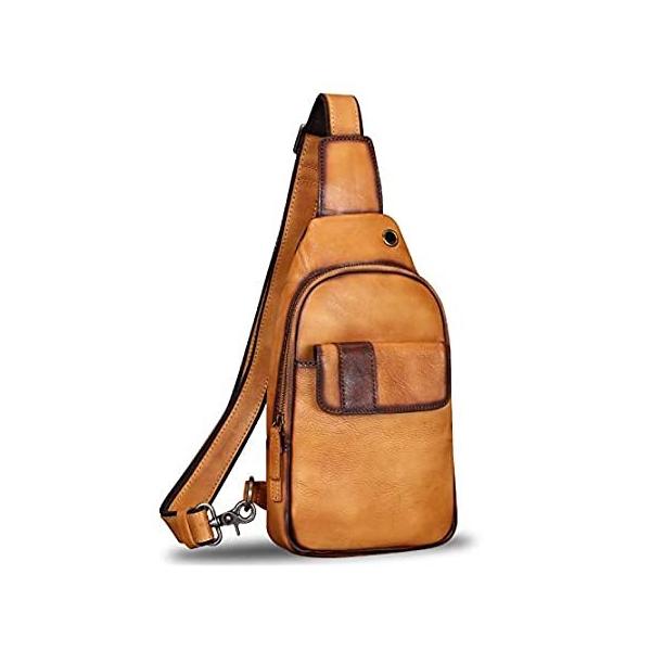 �����b�N Genuine Leather Sling Bags Hiking Sling Backpacks Shoulder Fanny Pack Vinta
