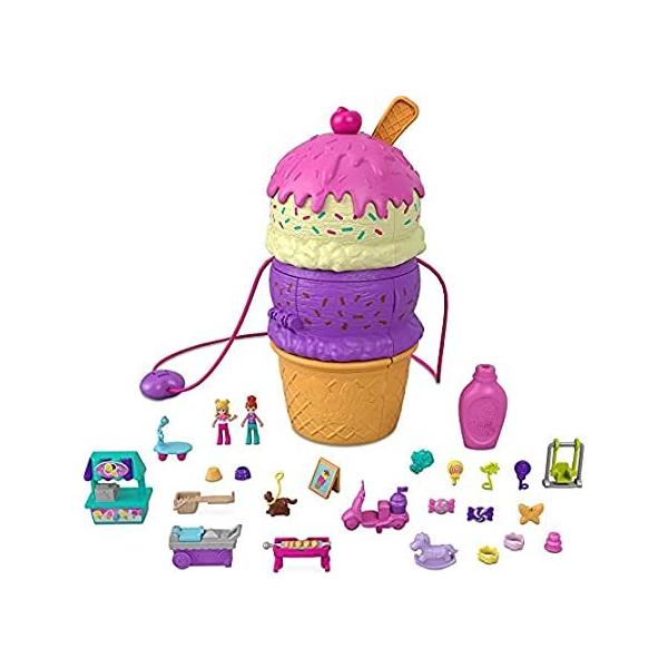 Polly Pocket Spin en Surprise Compact Playset, Ice Cream Cone Shape, Playgr