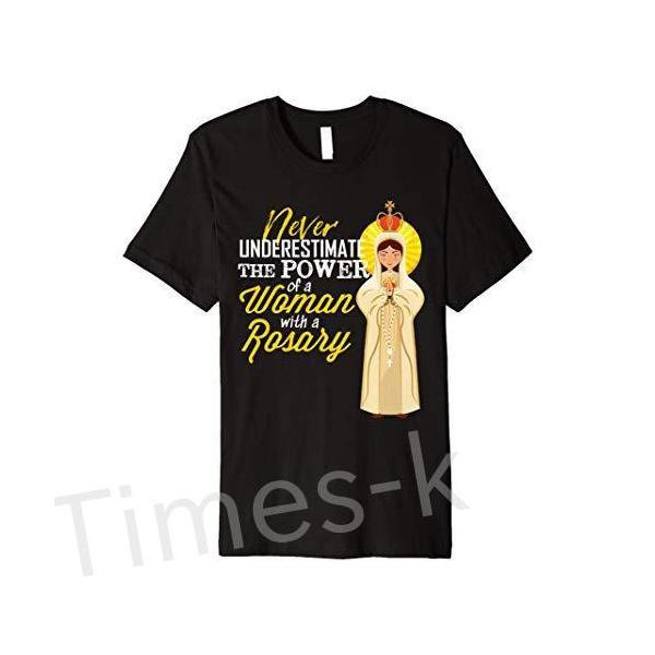 Never Underestimate a Woman with a Rosary Blessed Mary Premium T-Shirt