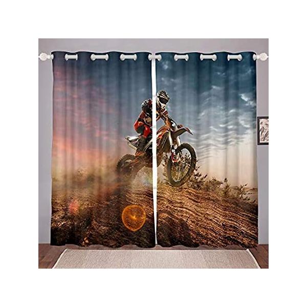 Feelyou Motocross Rider Curtain Teens Extreme Sports Theme Window Treatment