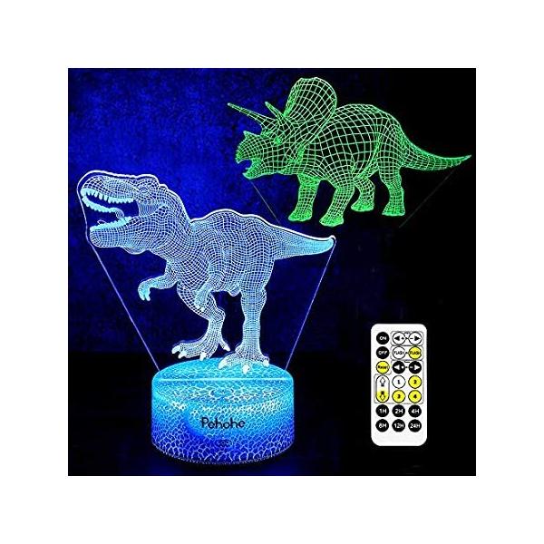 Dinosaur Toys, T Rex 3D Night Light(2 Patterns) 7 Colors Changing Night Lig ���s�A���i