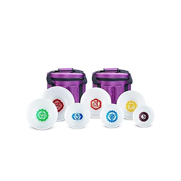 KVKA 432Hz 7''-12'' Set of 7 Pcs Chakra Sign Quartz Crystal Singing Bowl Se