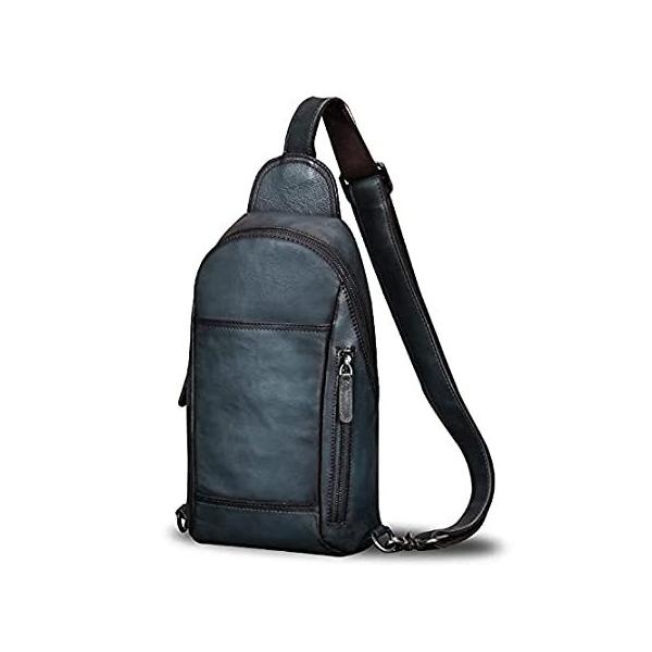 �����b�N Genuine Leather Sling Bag for Men Crossbody Hiking Backpack Vintage Handmad