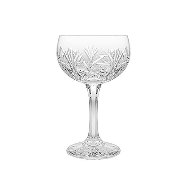 Barski シャンパングラス フルート ソーサー ベルクーペ グラス6個セット ハンドカットクリスタル 美しいデザイン 各グラスは7.5オンス ヨー