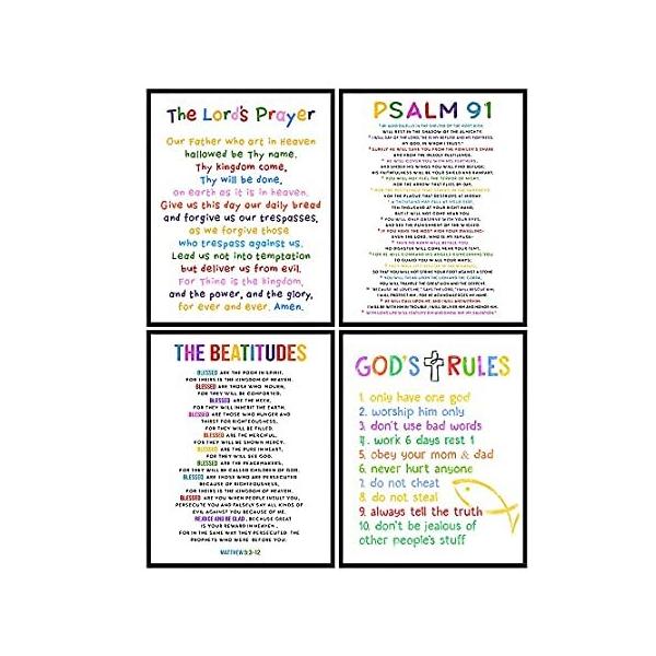 LARGE 11x14 - Ten Commandments Wall Decor - Psalm 91 - Lords Prayer Wall Ar ���s�A���i