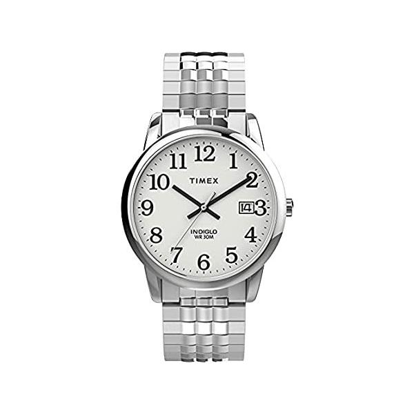 rv Timex Men's Easy Reader Quartz Stainless Steel Strap, Silver, 20 Casual Wat sAi