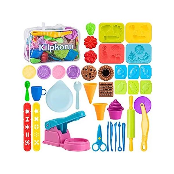 Dough Tools for Kids, 40Pcs Dough Kitchen Creations Set Includes Accessorie ���s�A���i