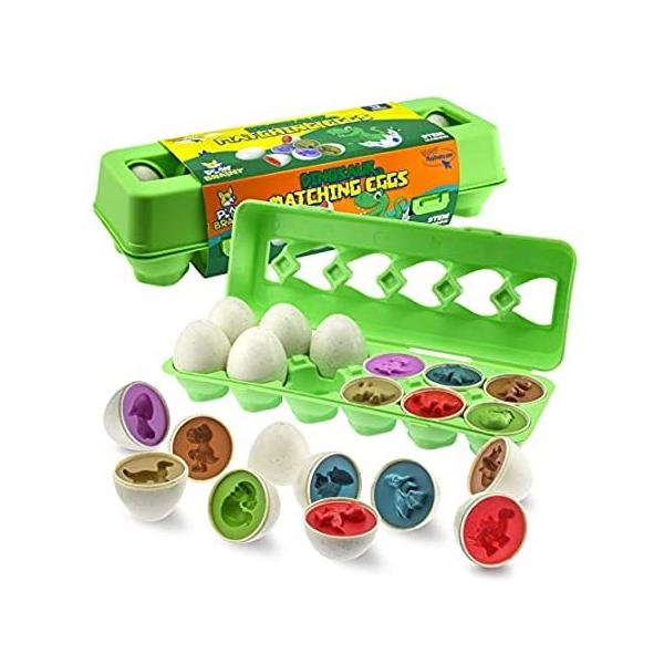 Play Brainy Dinosaur Matching Eggs for Toddlers, 12 Pc. Set, Colorful Early sAi