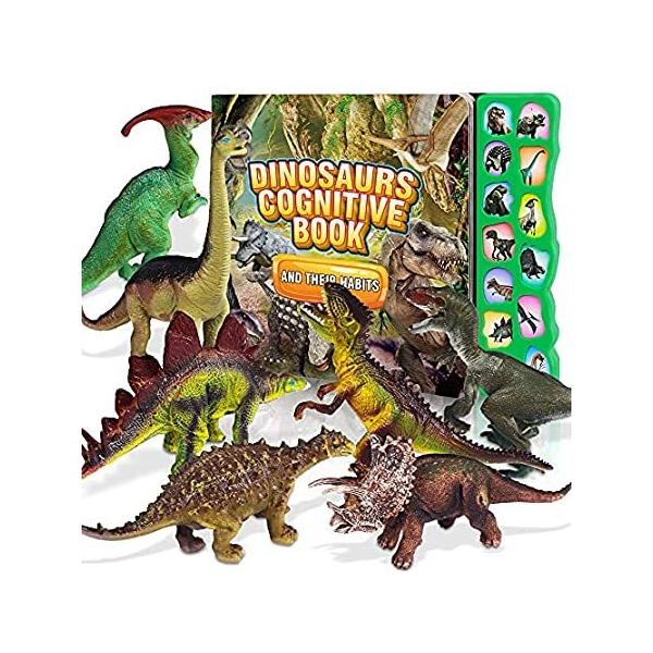 Dinosaur Toys for Kids,Dinosaur Sound Book with Pack of 12 Toy Dinosaurs Fi ���s�A���i