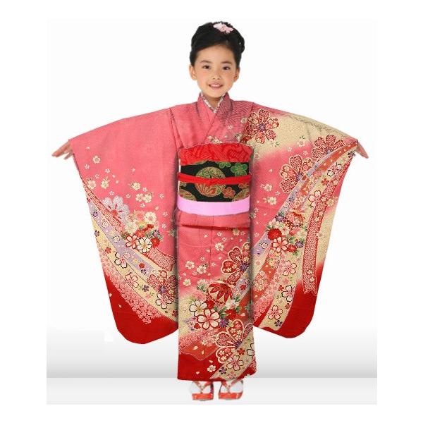 7歳用　七五三　衣裳　着物 L6 レンタル】七五三着物 7歳 女の子 オリジナル ピンク 【Y294