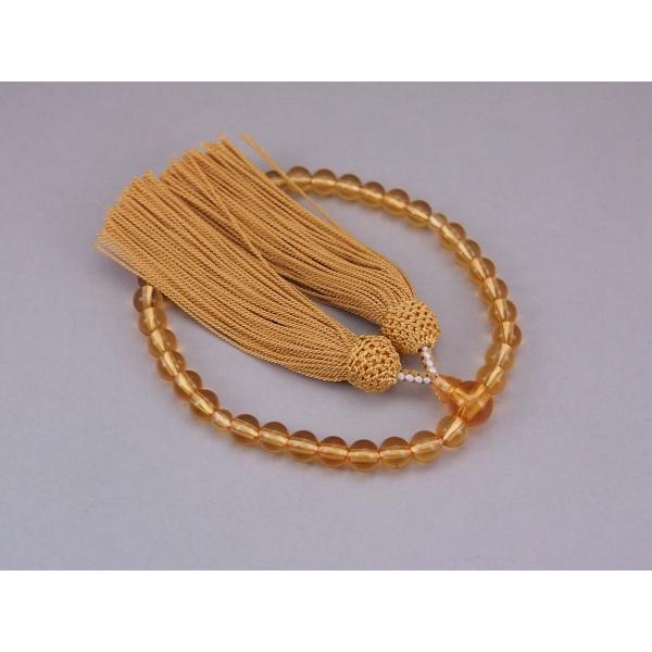 黄水晶 7mm 人絹房 女性向き 数珠 略式念珠 ガラス製 : 京都東山念珠店