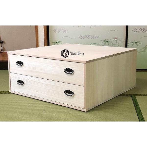 ２段 桐押入れ布団台 桐たんす 桐箪笥 2杯引き　肥前桐民芸国産品 桐たんす 桐箪笥 桐タンス 和家具 日本製 着物 価格 激安 W75.4×D75×H33cm 爆買