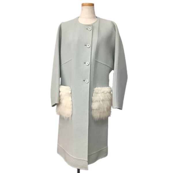 FENDI コート　紺色 中古・古着通販】FENDI (フェンディ) ミンクファー ダブルポケット