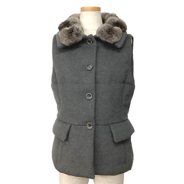 FOXEY フォクシー ベスト グレー ウール カシミヤ チンチラ